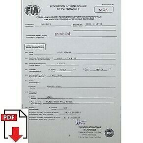 1996 Chrysler Neon 2 litre FIA homologation form PDF download